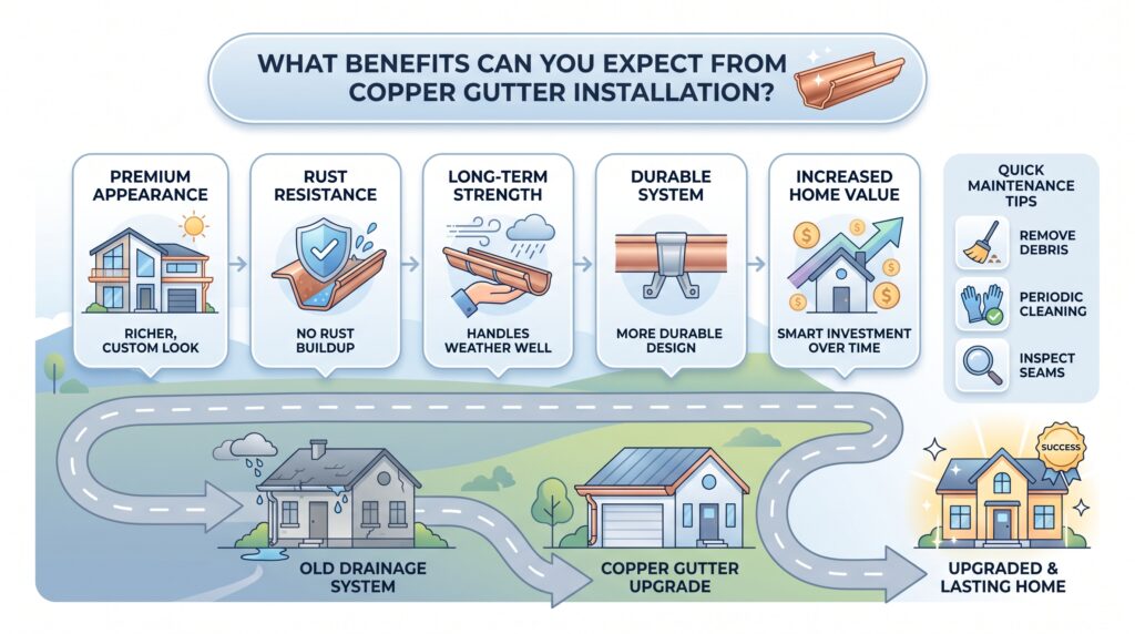 copper gutter installation