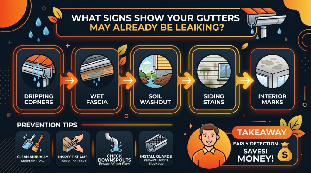 signs of leaking gutters