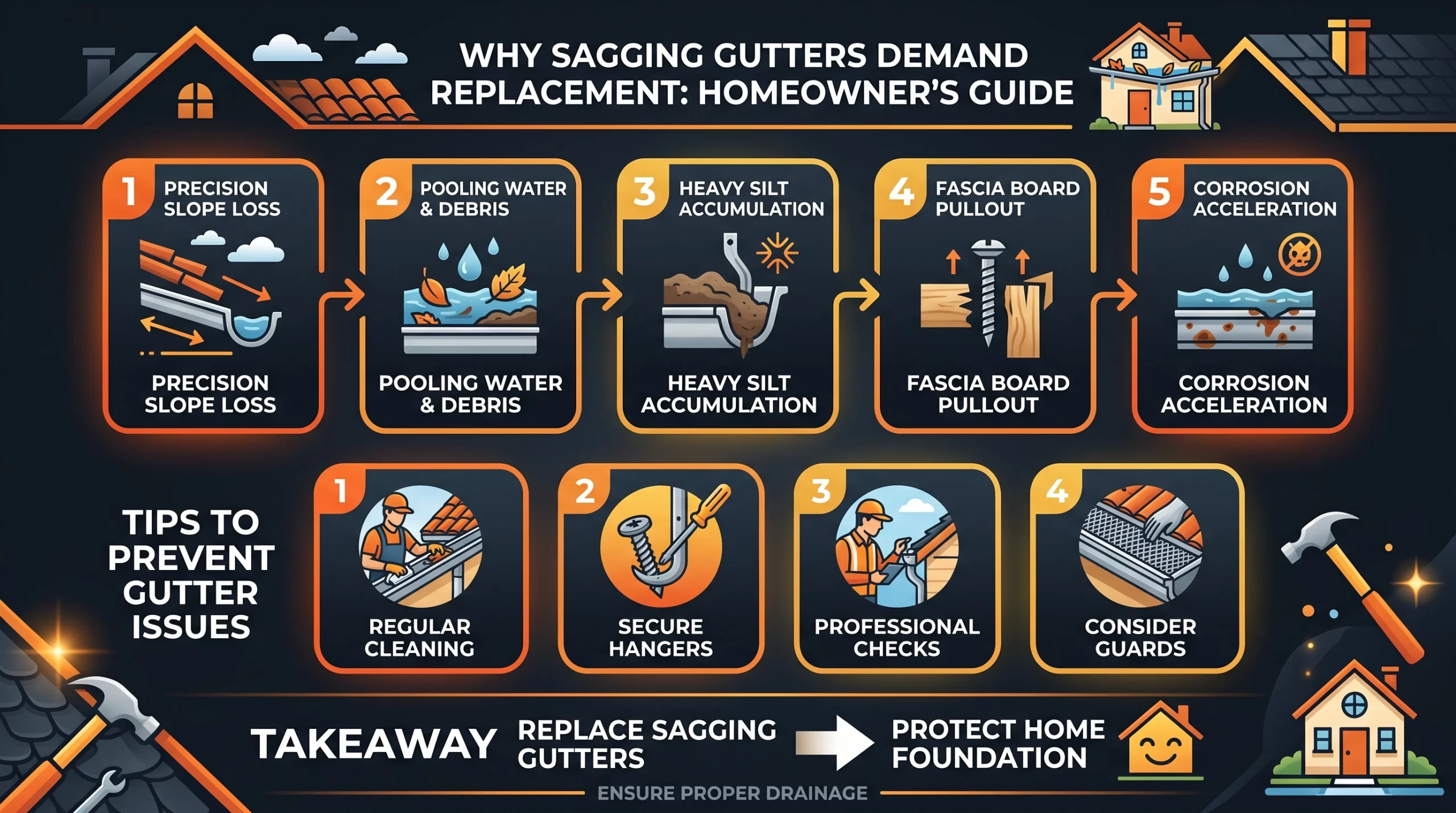sagging gutters demand repalcement