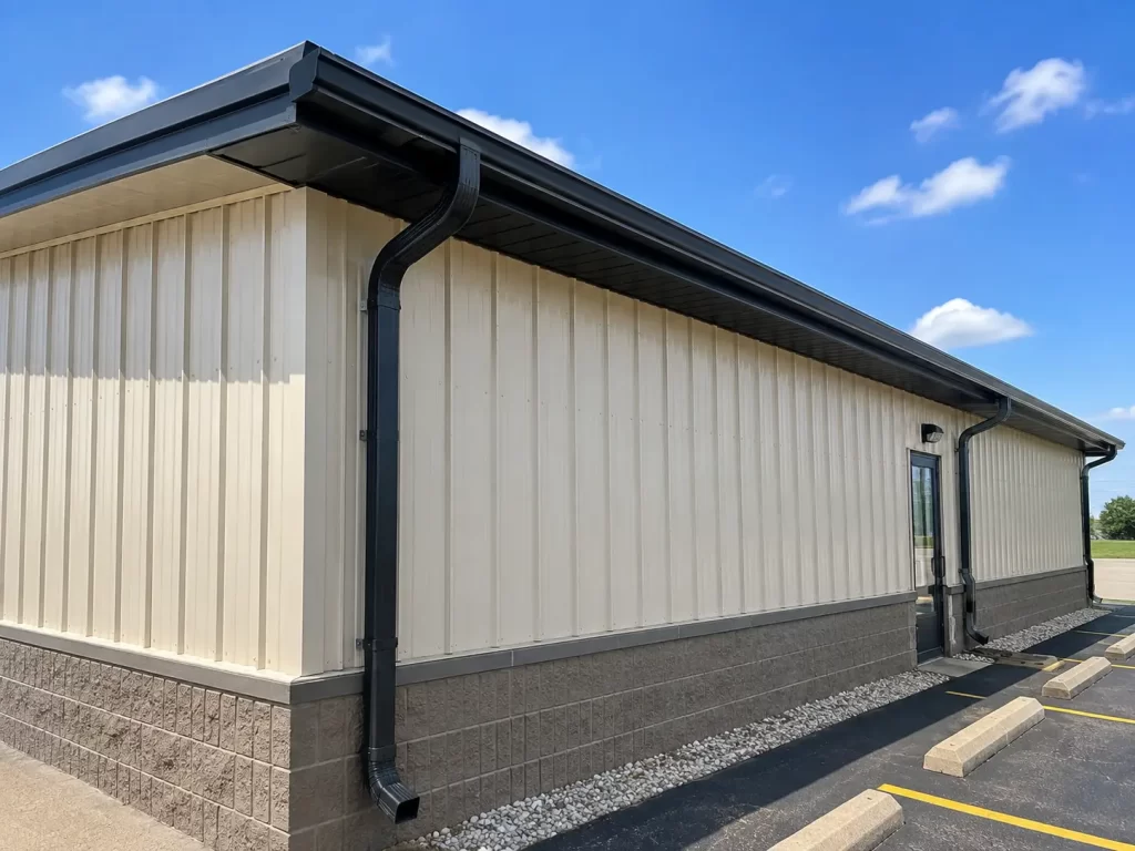 Commercial gutter installation on a commercial building in Chillicothe, MO, gutter installation in Gallatin MO
